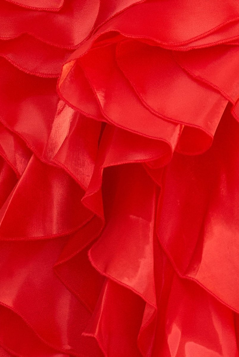 Zafrina | Red - A Line Strapless Corset Ruffles Short Homecoming Dresses with Bows