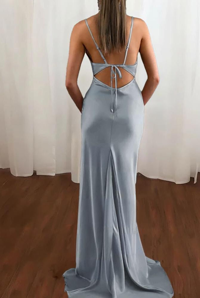 Zoe | Pink Spaghetti Straps Satin Mermaid Prom Dress