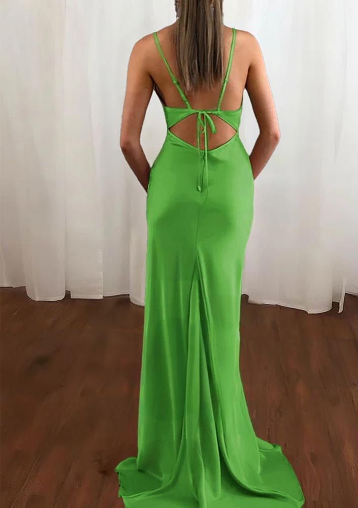 Zoe | Pink Spaghetti Straps Satin Mermaid Prom Dress