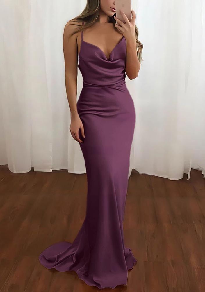 Zoe | Pink Spaghetti Straps Satin Mermaid Prom Dress