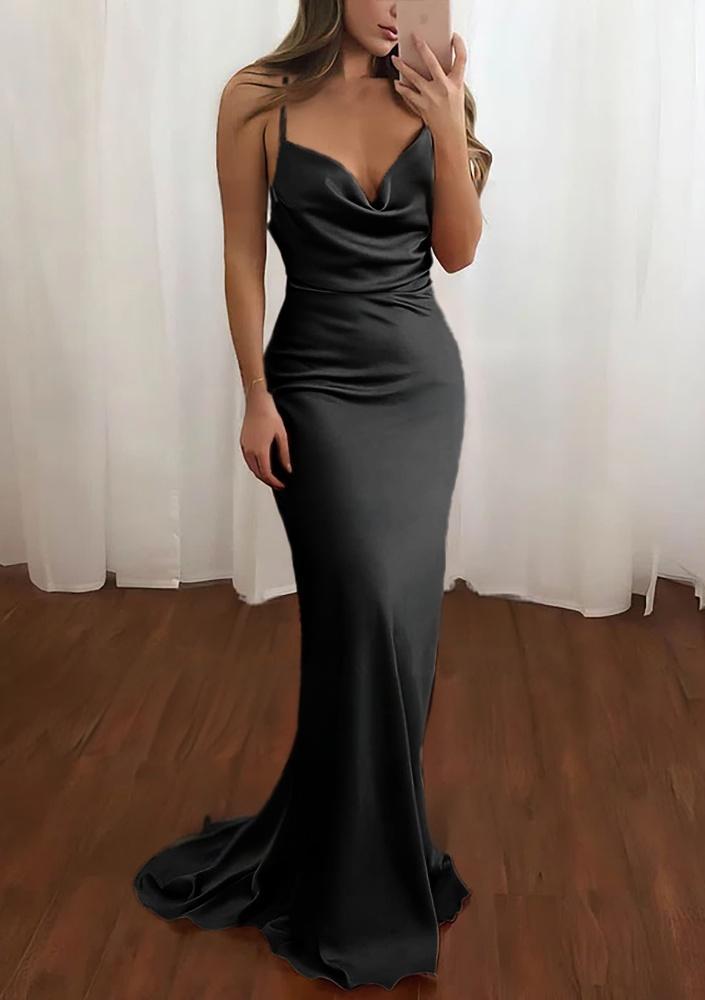 Zoe | Pink Spaghetti Straps Satin Mermaid Prom Dress