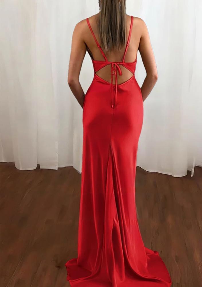 Zoe | Pink Spaghetti Straps Satin Mermaid Prom Dress