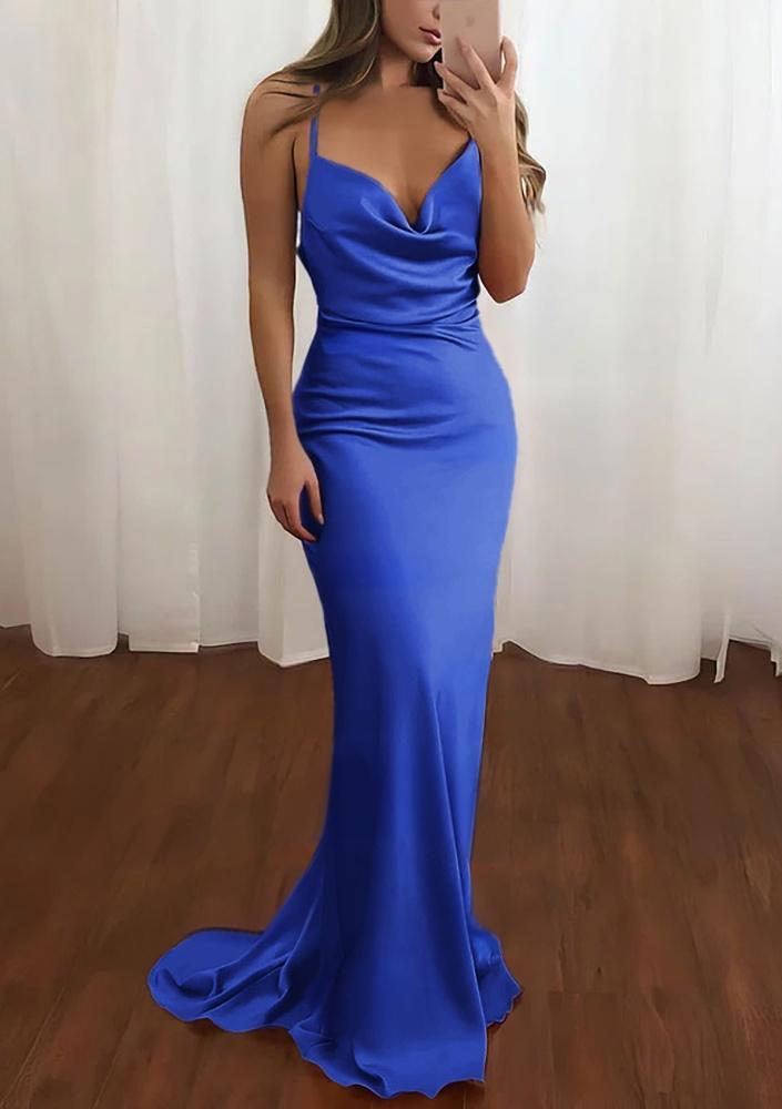 Zoe | Pink Spaghetti Straps Satin Mermaid Prom Dress