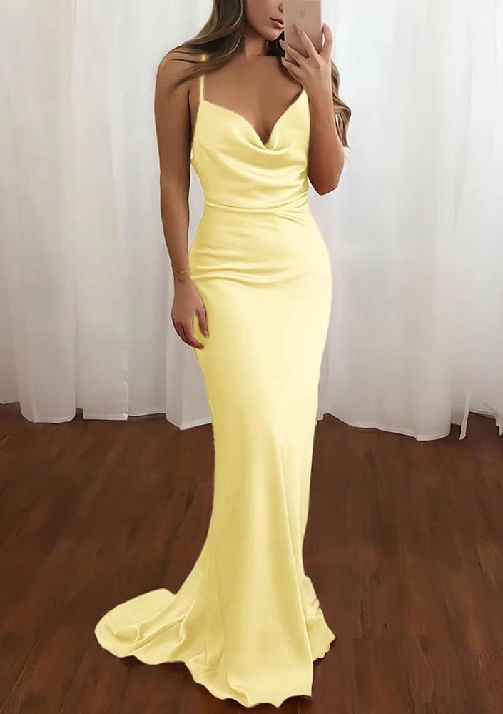 Zoe | Pink Spaghetti Straps Satin Mermaid Prom Dress