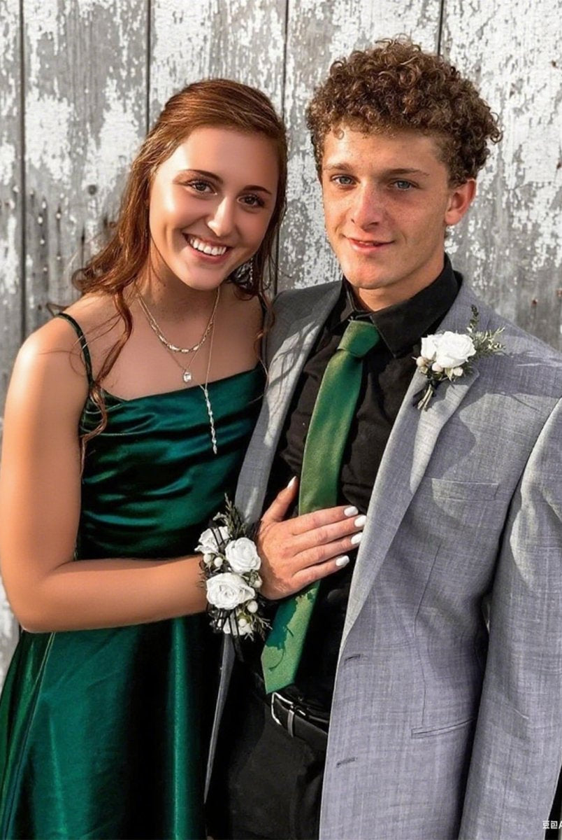 Zyrenna | Emerald - Square Neck Satin A Line Short Homecoming Dresses