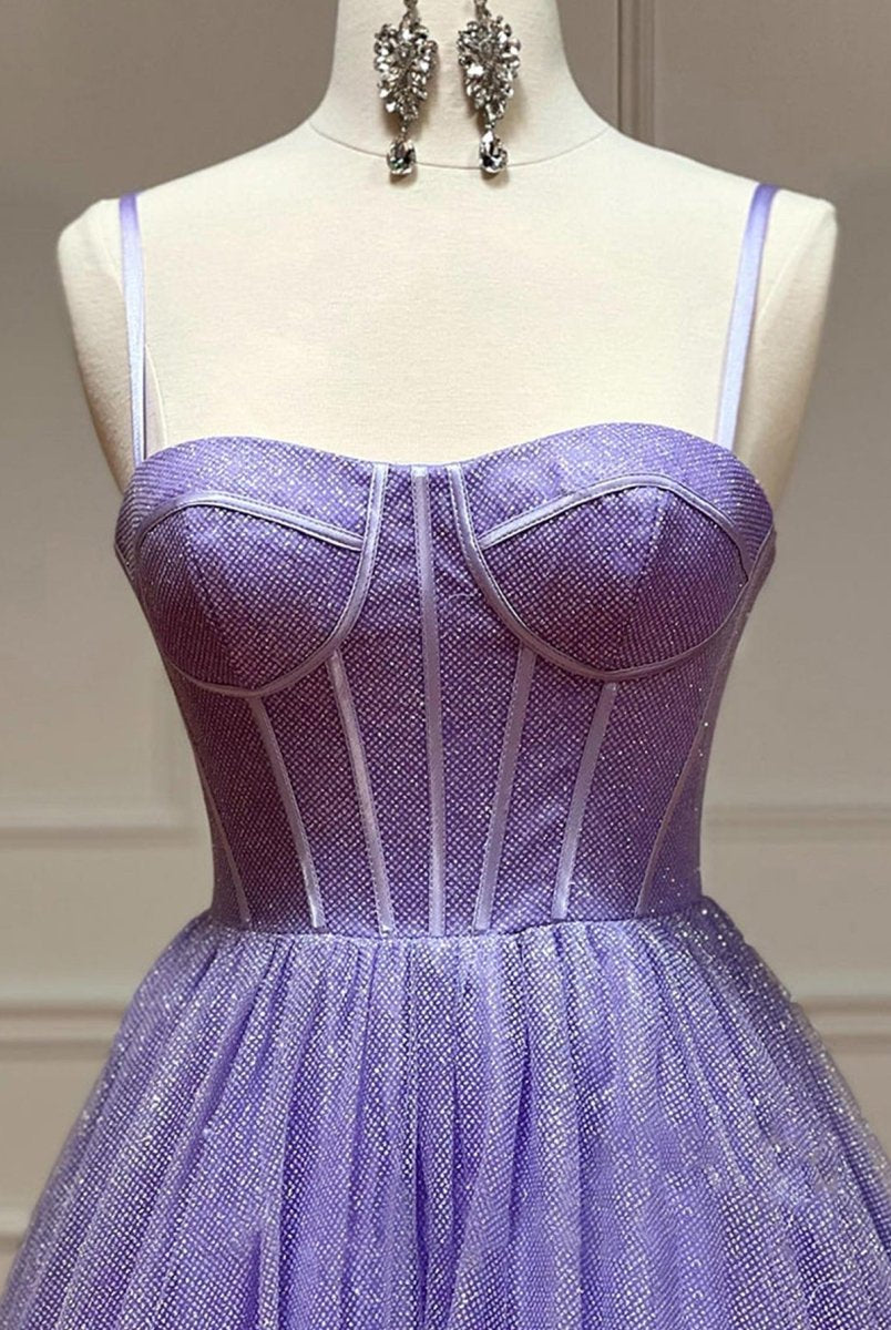 Julissa |A Line Glitter Tulle Prom Dress with Pockets - KissProm