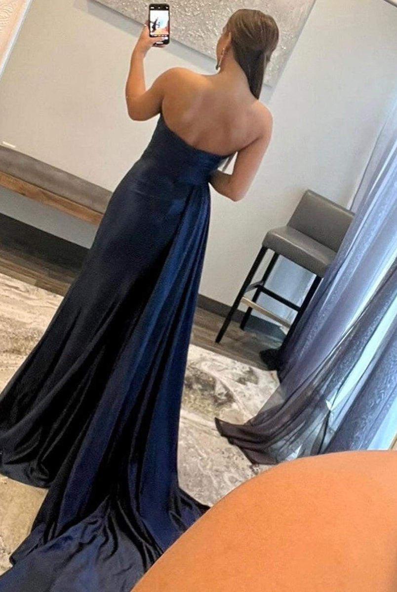 Vida |Mermaid Strapless Satin Prom Dress with Slit