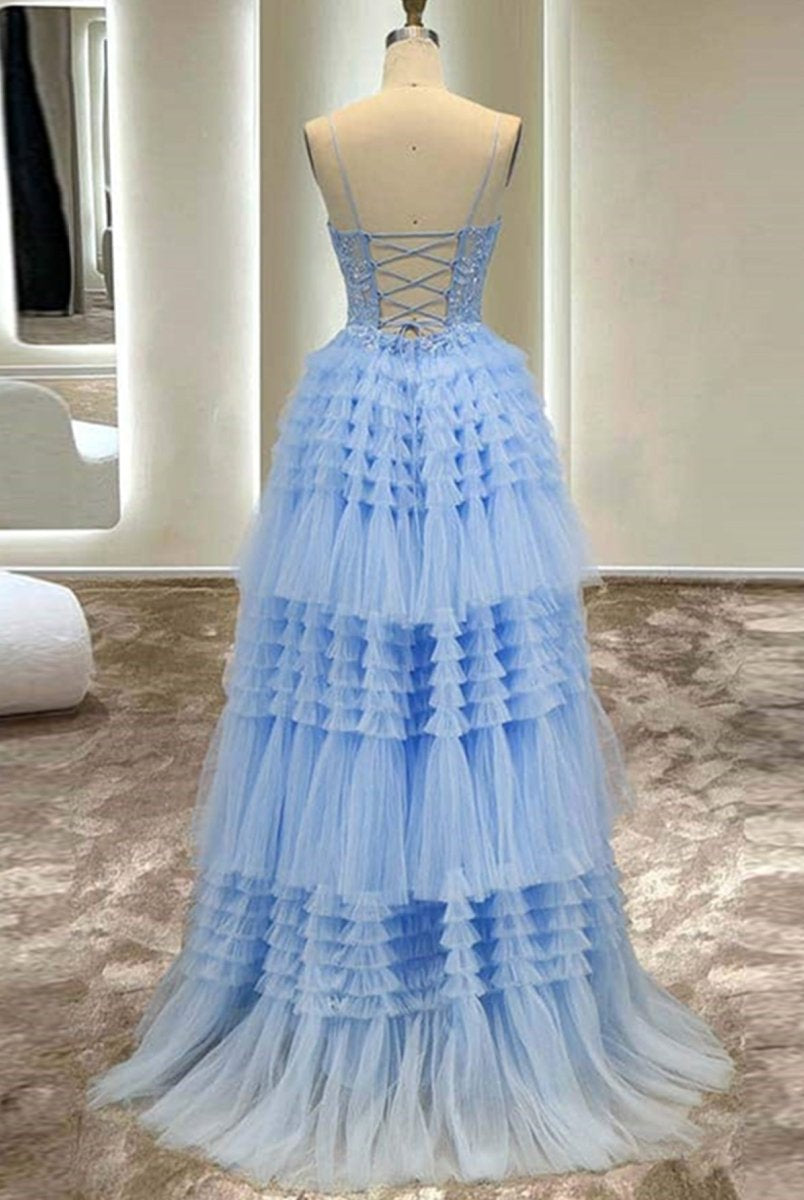 Presley |A-Line Spaghetti Straps Tulle Long Prom Dress
