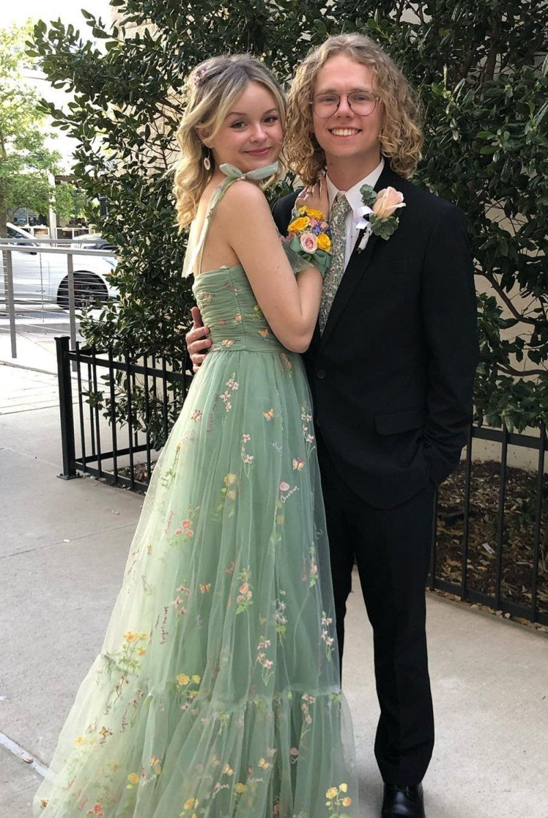 Rowan |A Line Sweetheart Long Prom Dress with Embroidery