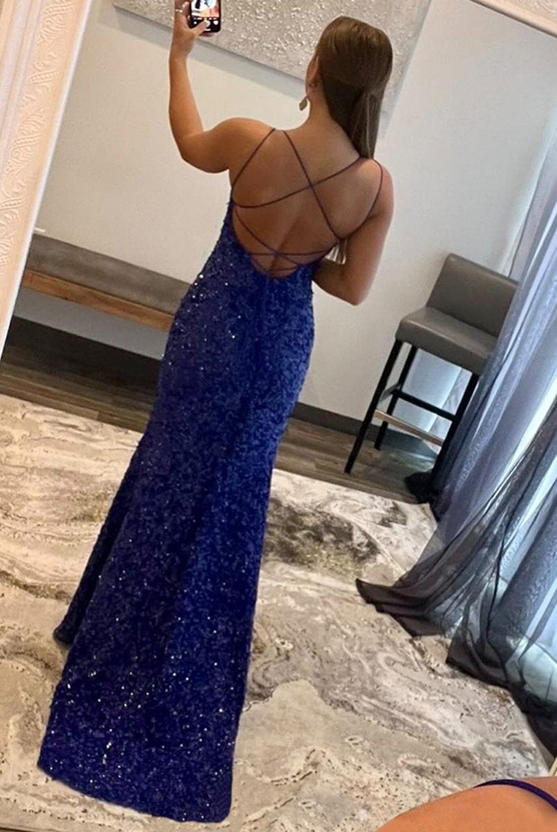 Alayna |Mermaid Spaghetti Straps Long Sequins Prom Dress