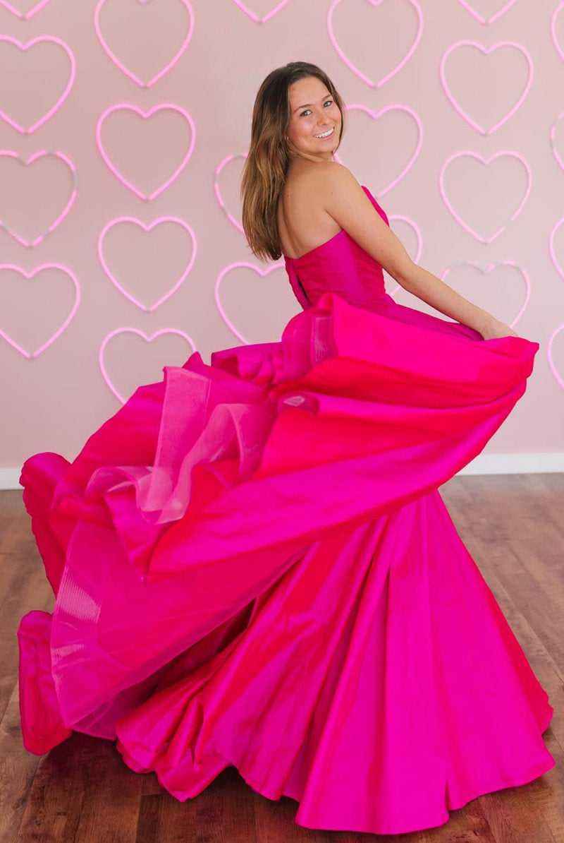 Sawyer |A-Line Strapless Satin Long Prom Dress