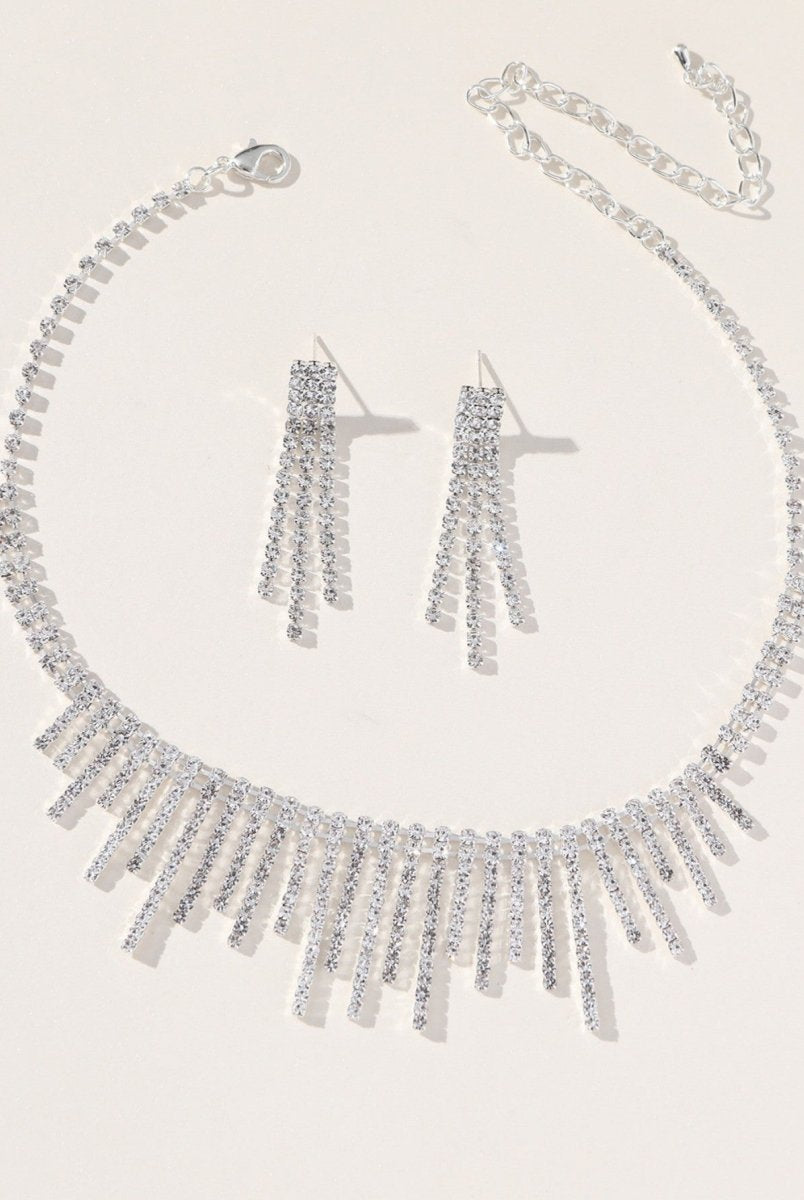 Tassel Necklace Earrings Pendant Two Piece Set - KissProm