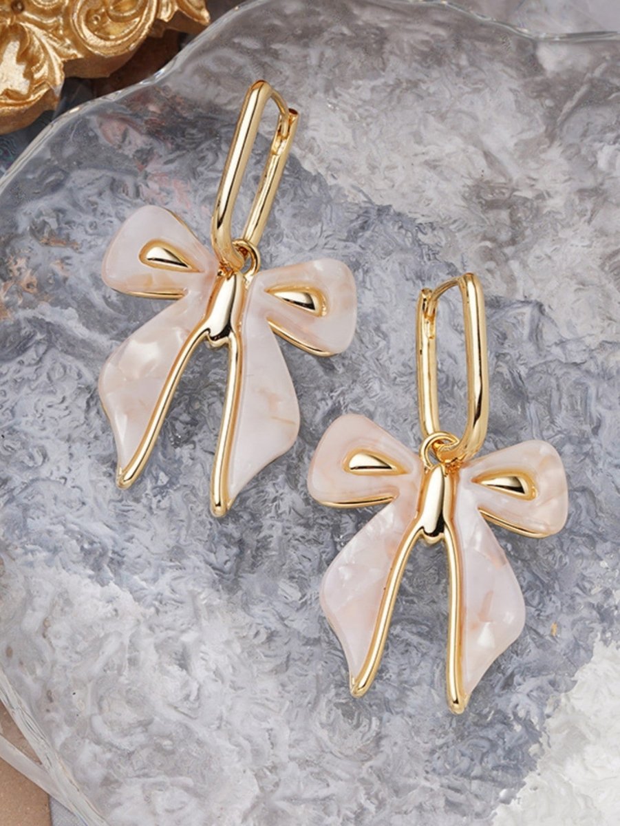 White Cute Bow Earrings - KissProm