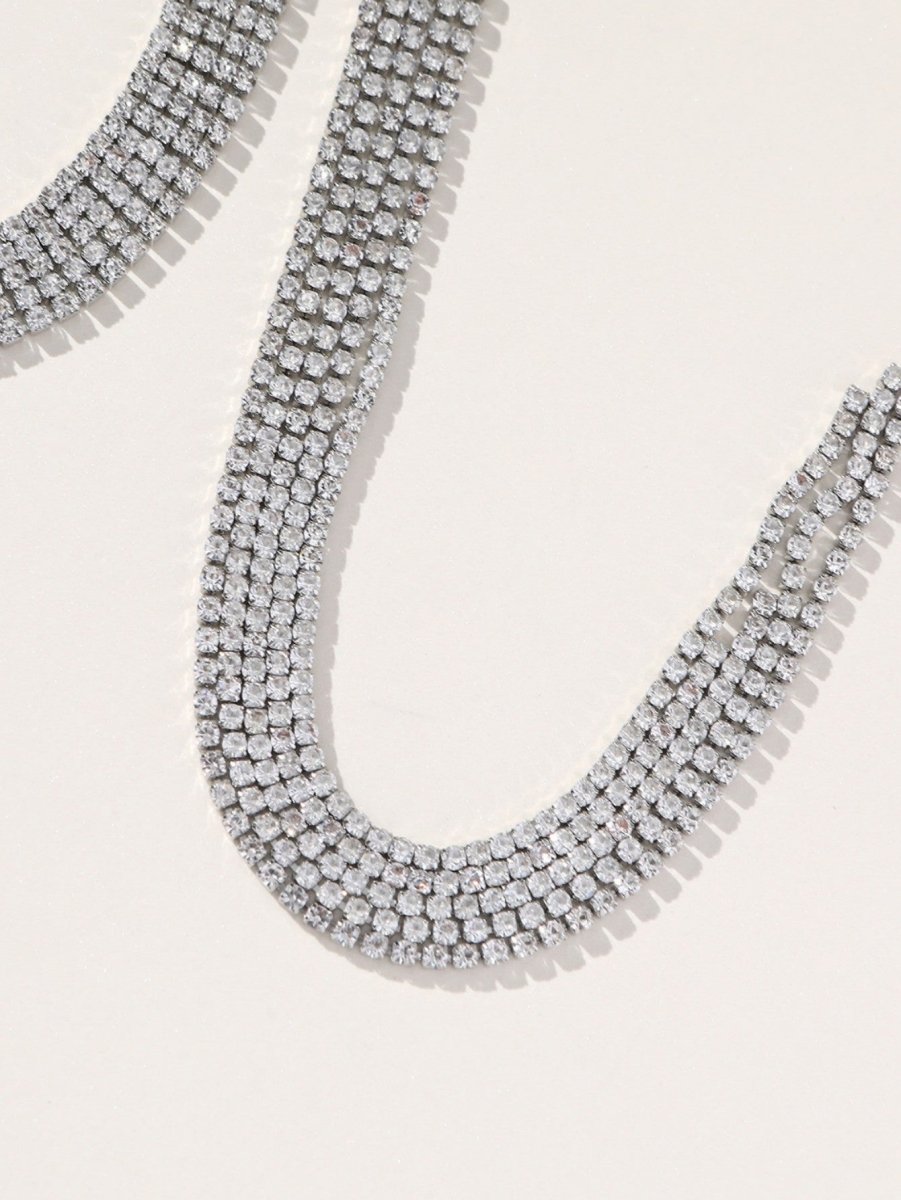 Silver Simple Tassel Rhinestones Necklace - KissProm