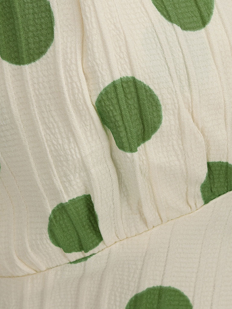 Polka Dots Halter Audrey Hepburn Style 1950S Vintage Dress With Bow Backless - KissProm