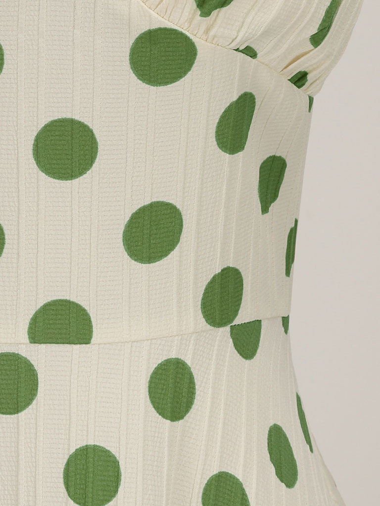 Polka Dots Halter Audrey Hepburn Style 1950S Vintage Dress With Bow Backless - KissProm