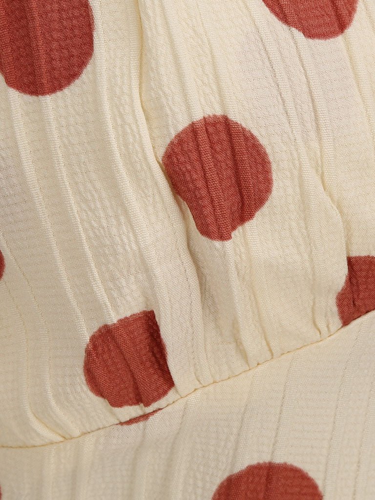 Polka Dots Halter Audrey Hepburn Style 1950S Vintage Dress With Bow Backless - KissProm