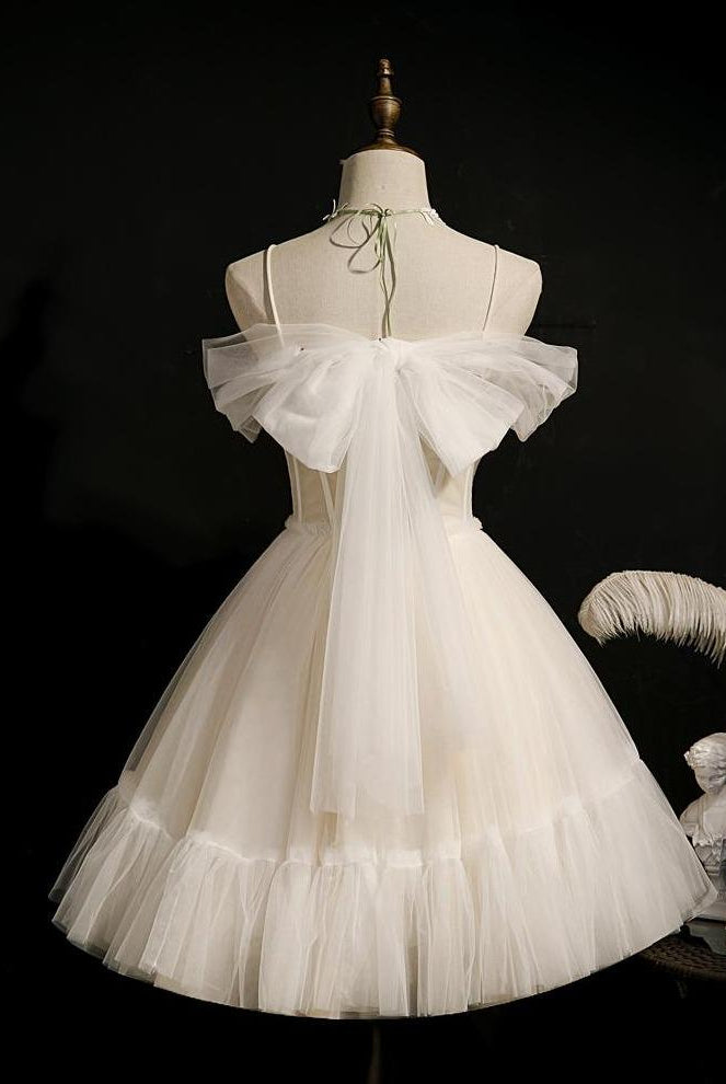 Rosa | Spaghetti Straps Tulle Lace Appliques Short Prom Dresses With Bow