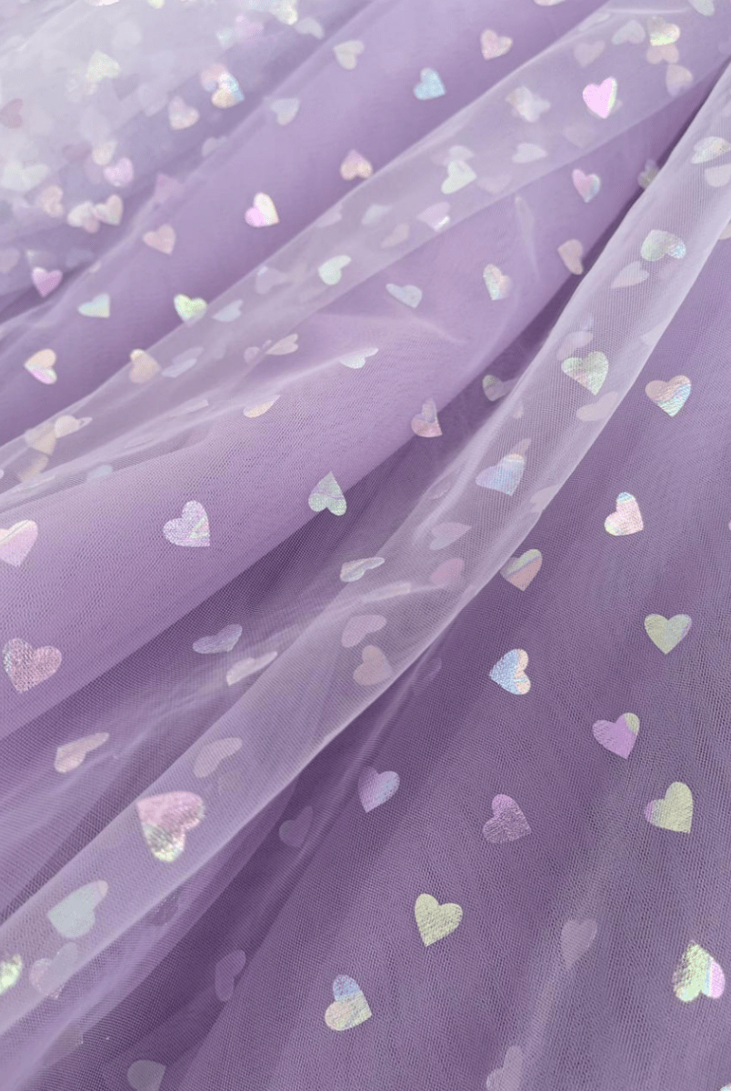 Corset Glitter Hearts Above Knee Length Tulle Dress