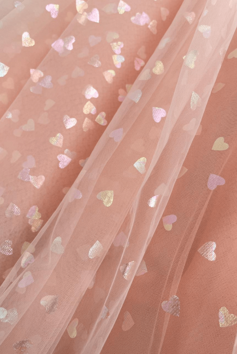 Corset Glitter Hearts Above Knee Length Tulle Dress