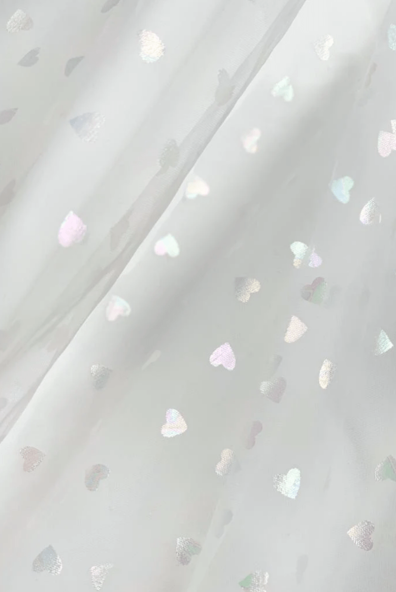 Corset Glitter Hearts Above Knee Length Tulle Dress