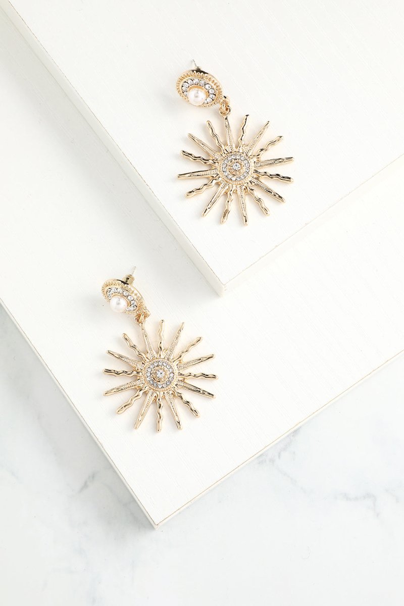 Sunflower Gold Drop Earrings - KissProm