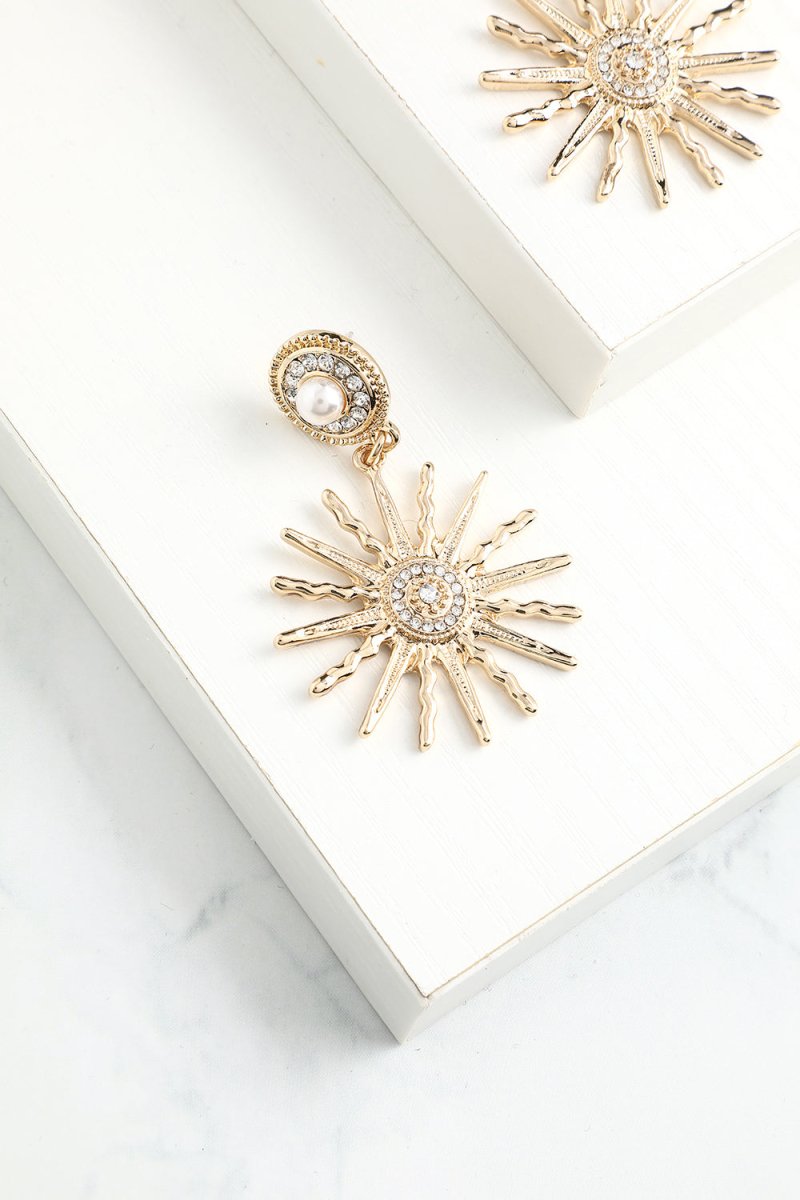 Sunflower Gold Drop Earrings - KissProm