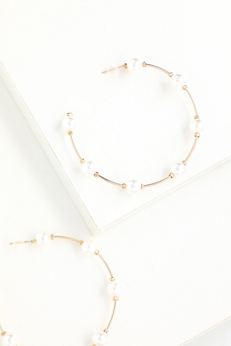 White Pearl Circle Earrings - KissProm