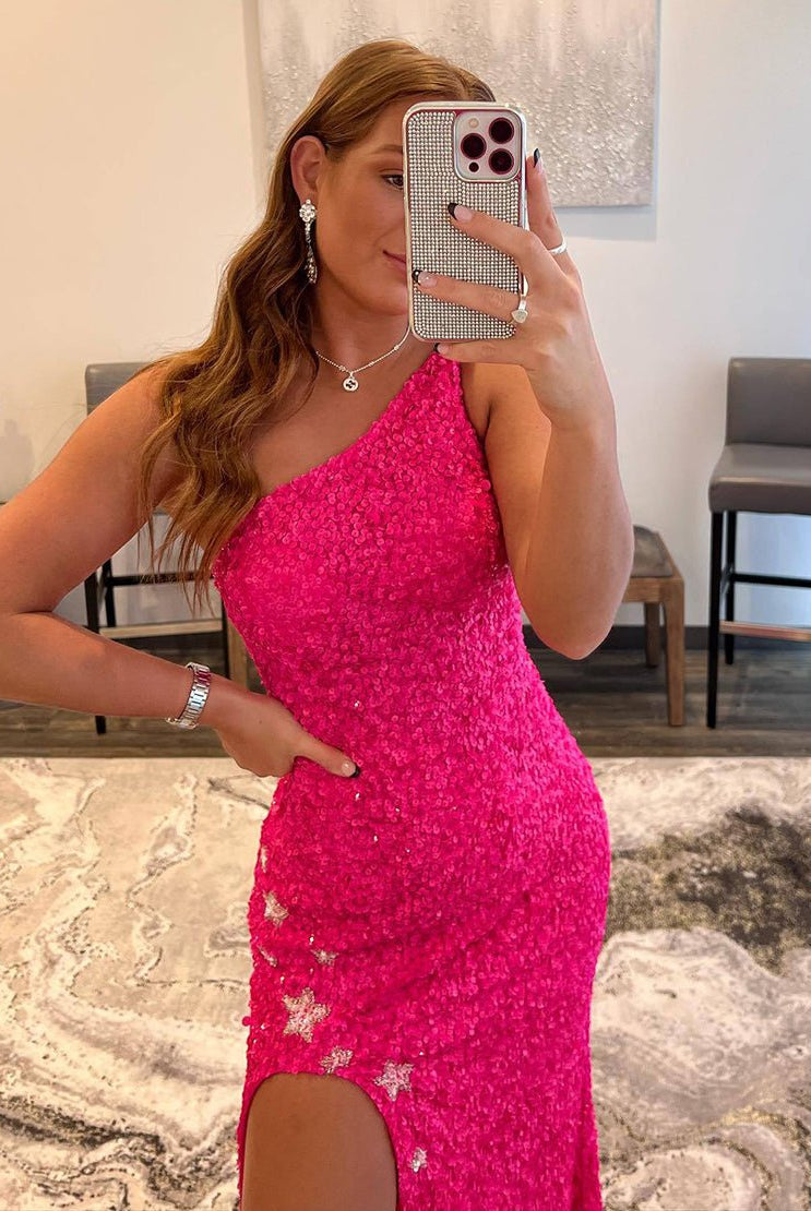 Shiloh |Mermaid One Shoulder Sequins Prom Dress with Stars