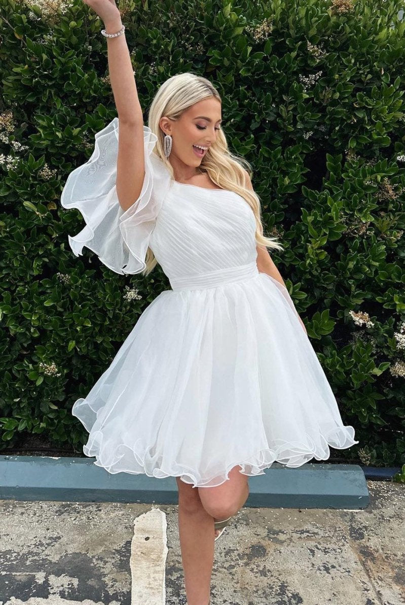 Rose |A-line One Shoulder Organza Homecoming Dress