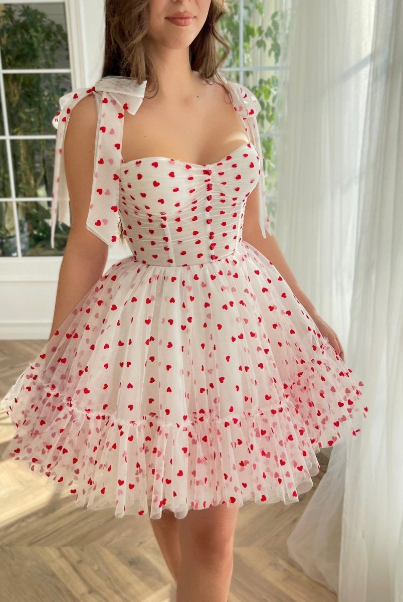 Macie |A Line Sweetheart Neck Tulle Homecoming Dress