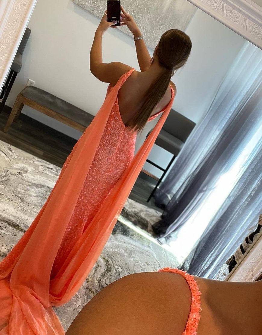 Lorelai |Mermaid V Neck Sequin Prom Dress with Slit - KissProm