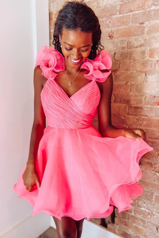 Nerissa |A Line Organza V Neck Homecoming Dress