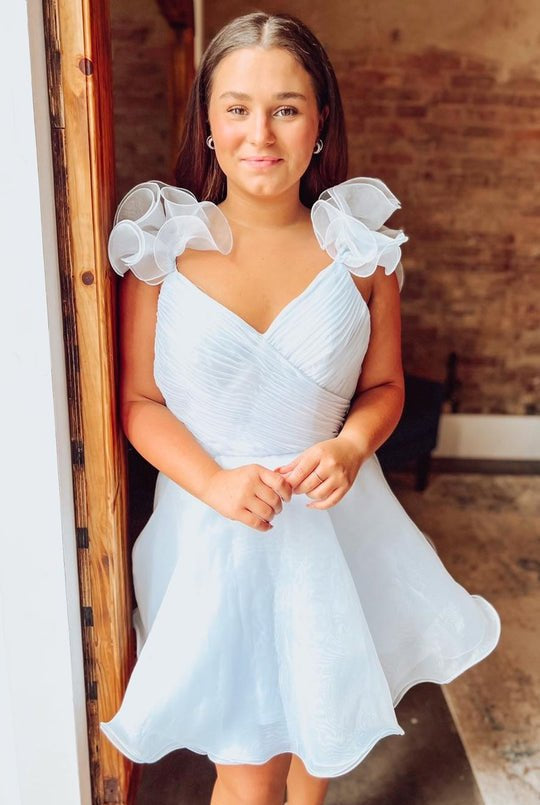 Nerissa |A Line Organza V Neck Homecoming Dress