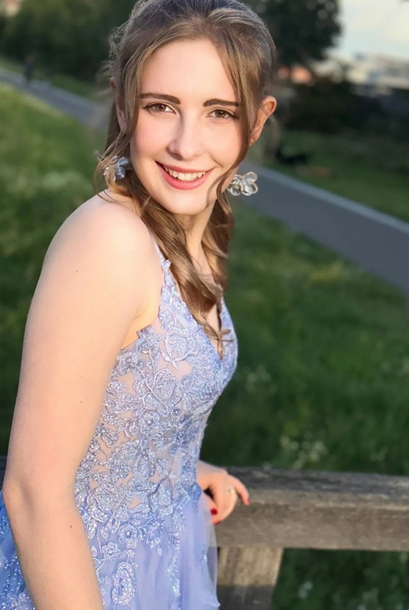 Anya | A Line Applique BlushTulle Short Homecoming Dress