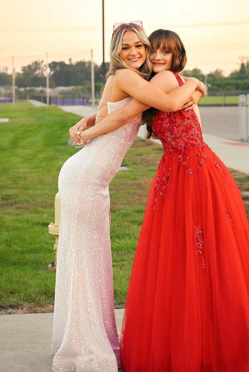 Rylee | White Sequin Sparkly Mermaid Prom Dress