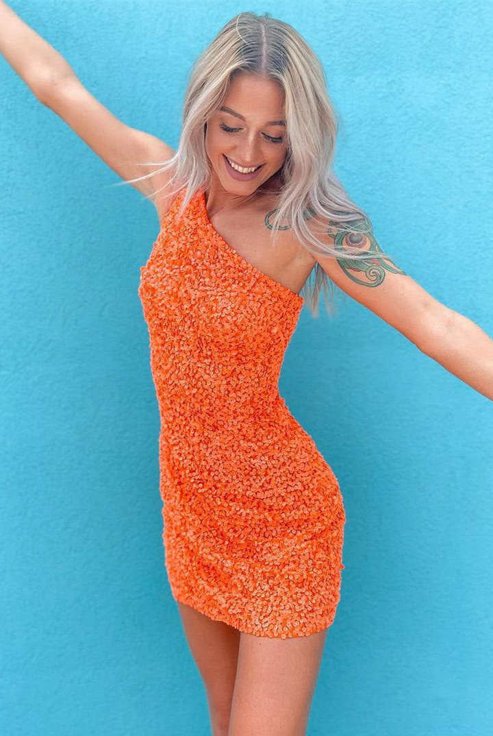 Vicky |Sheath One Shoulder Sequins Homecoming Dress