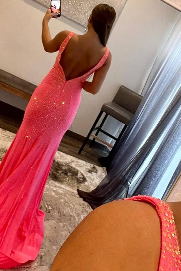 Alma |Mermaid V-neck Beaded Mermaid Prom Dress