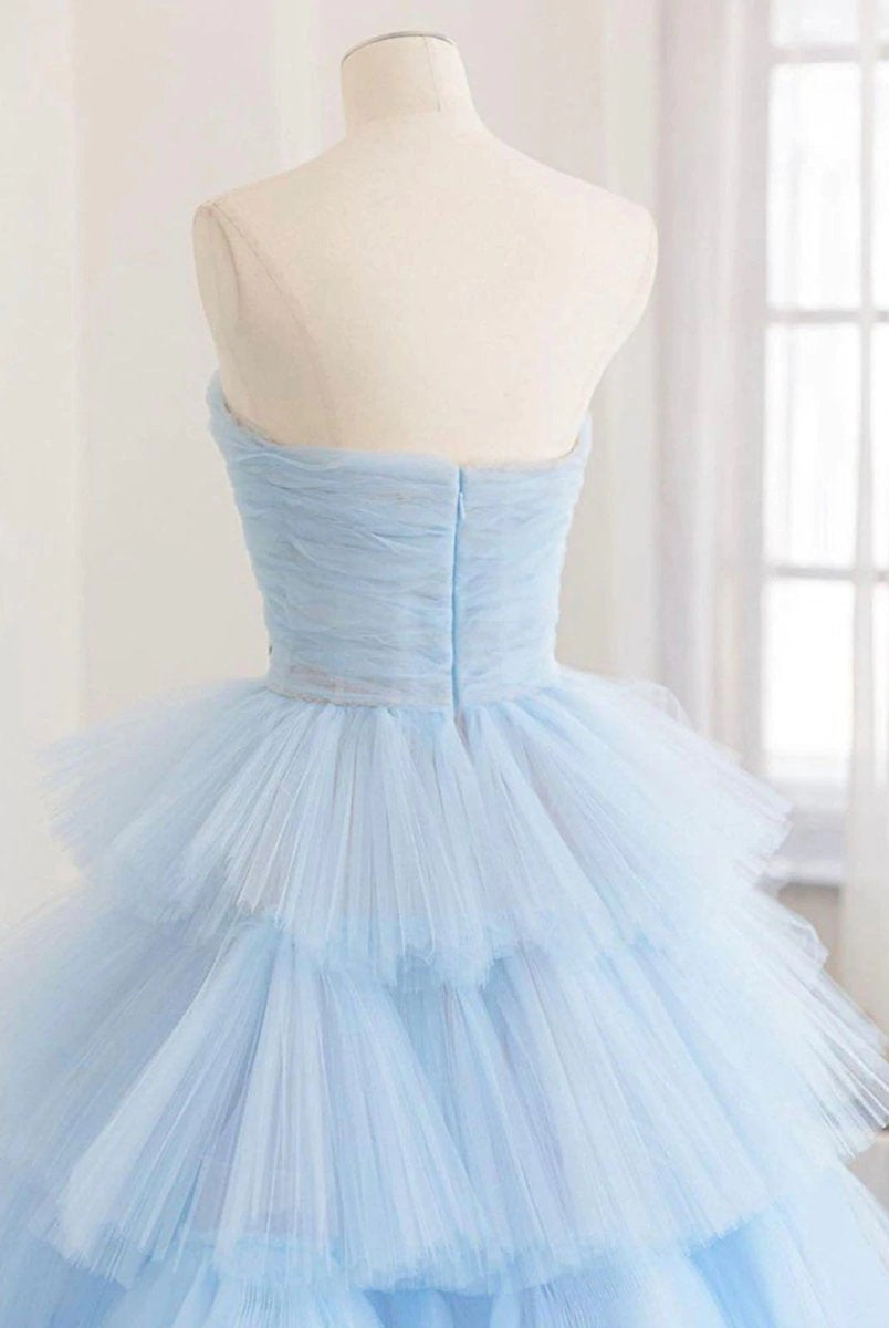 Makenzie |A line Strapless Tiered Tulle Prom Dress