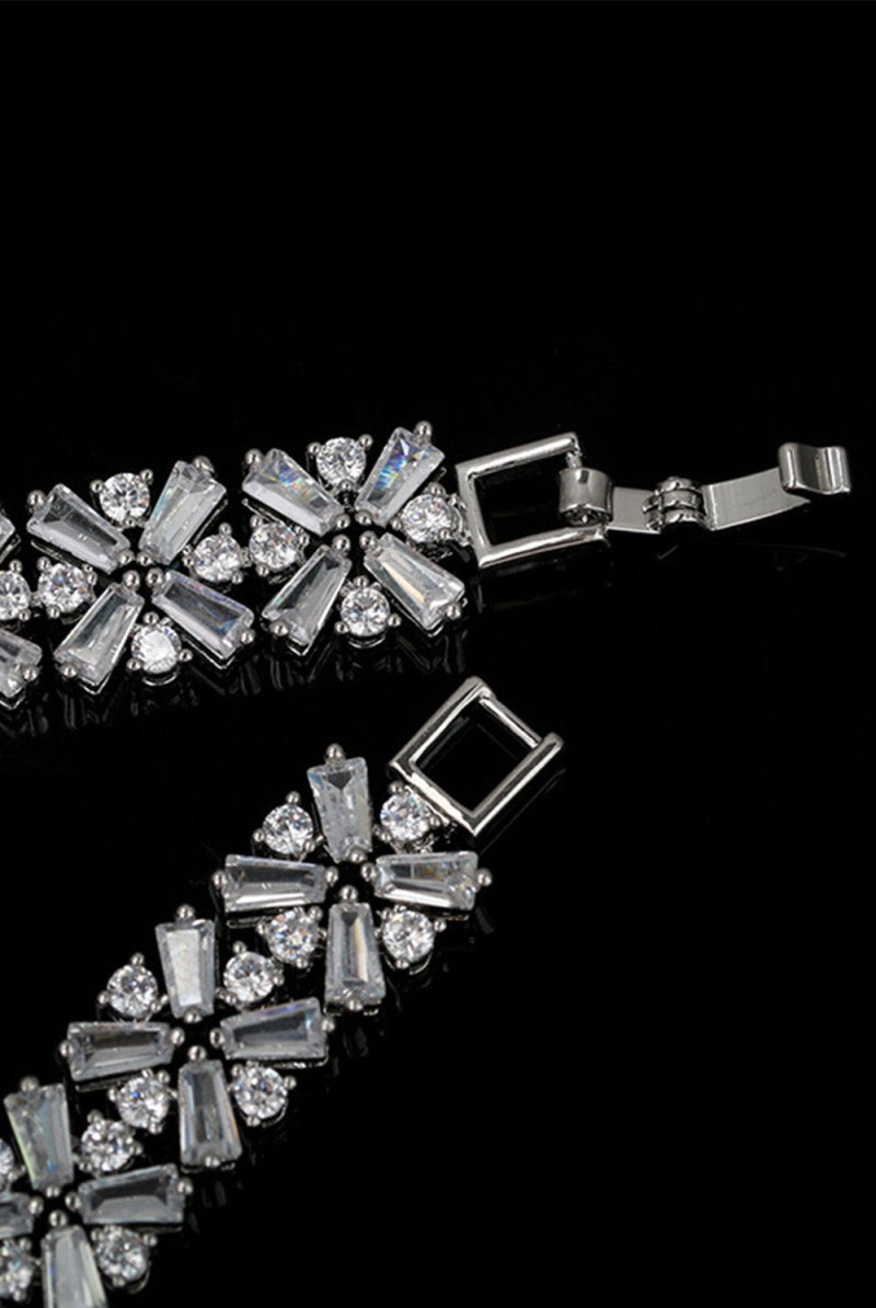 Royal Blue Crystal Necklace Earring Jewelry Set - KissProm