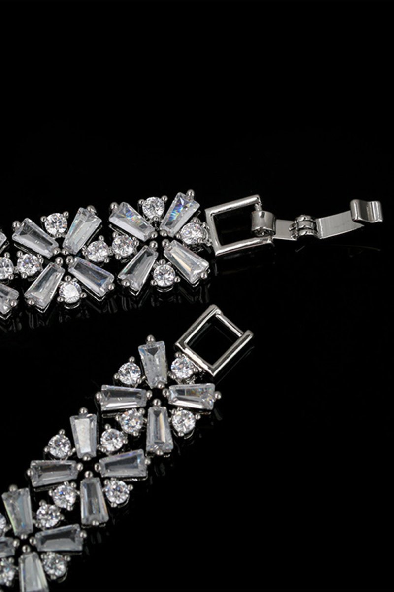 Royal Blue Crystal Necklace Earring Jewelry Set - KissProm