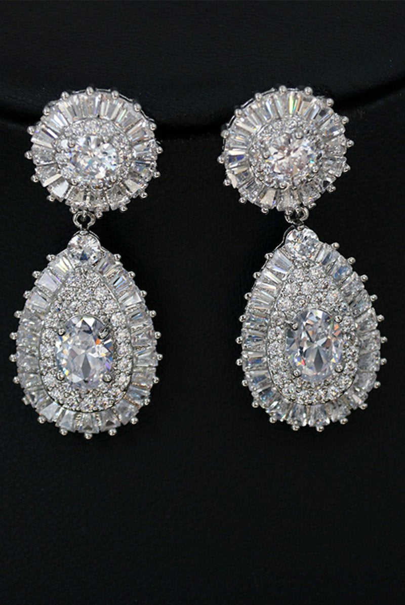 Royal Blue Crystal Necklace Earring Jewelry Set - KissProm