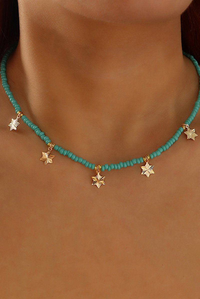 Blue Boho Style Necklace With Stars - KissProm