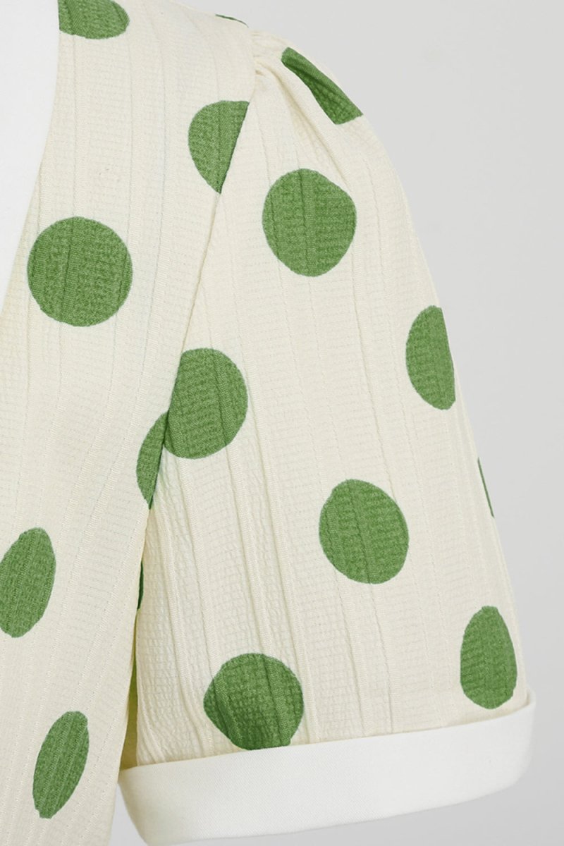 Red Polka Dots Vintage Dress With Short Sleeves - KissProm