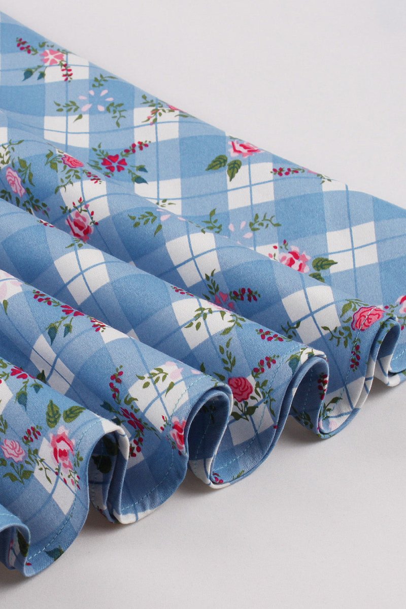 Printed Plaid Short Sleeveless Hepburn Style Vintage Dress - KissProm