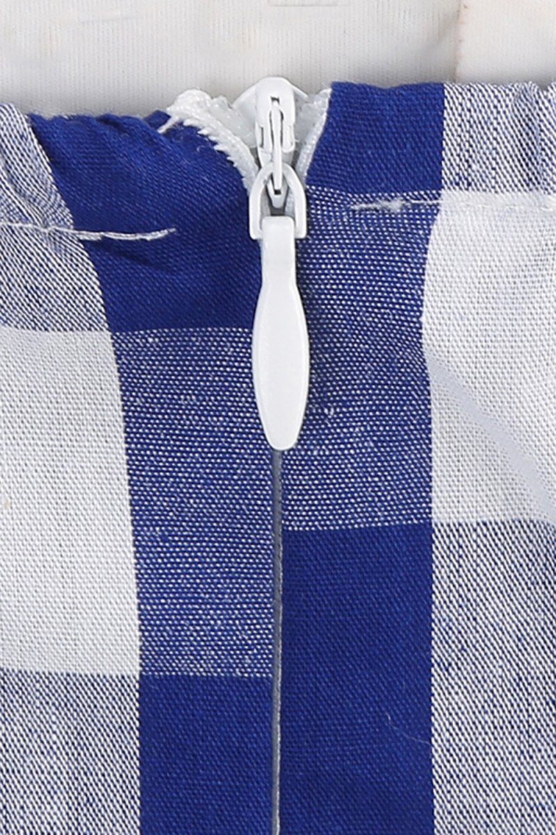 Pink Halter Plaid Sleeveless 1950s Dress With Belt - KissProm