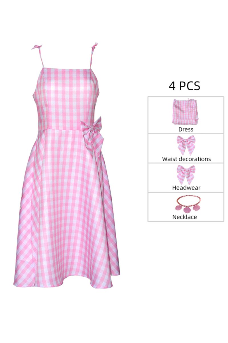 Pink Plaid Pin Up 1950s Dress Accessory Set - KissProm