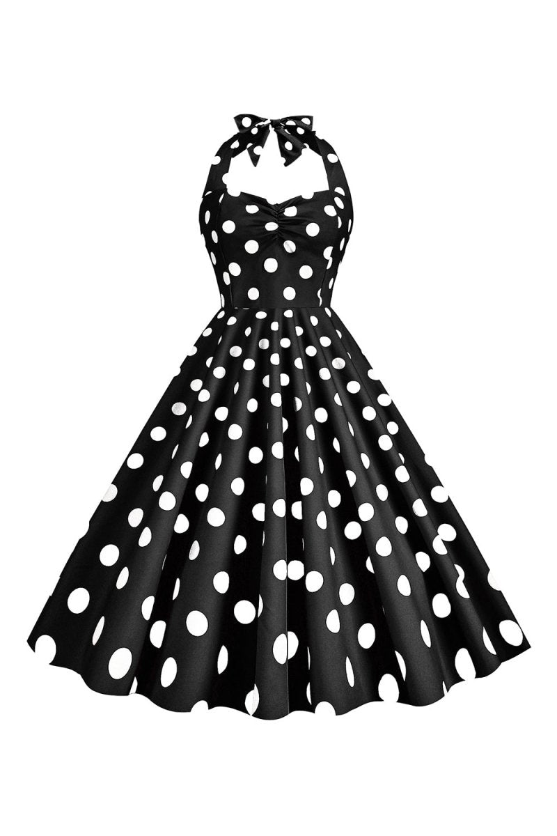 Pink Polka Dots Pin Up Vintage 1950s Dress