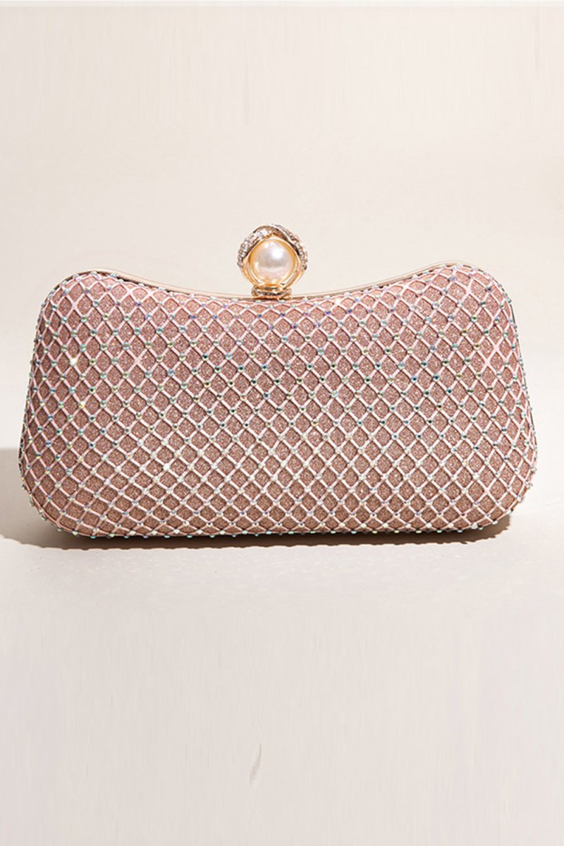 Glitter Blush Beaded Party Clutch - KissProm
