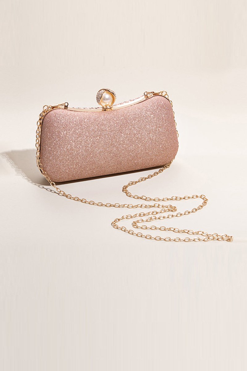 Glitter Blush Beaded Party Clutch - KissProm